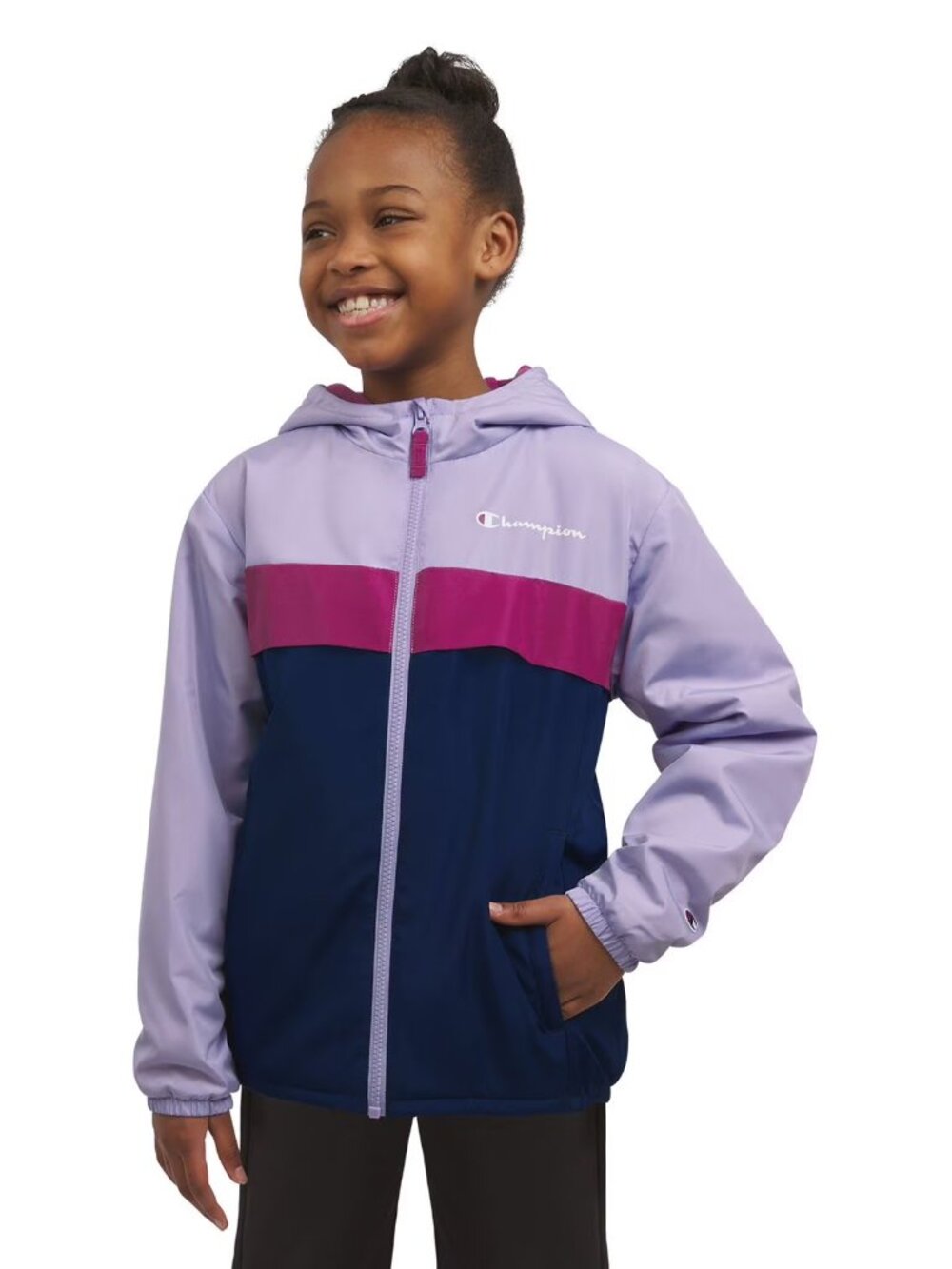NEW Champion Girls Windbreaker Jacket Purple XL 14/16